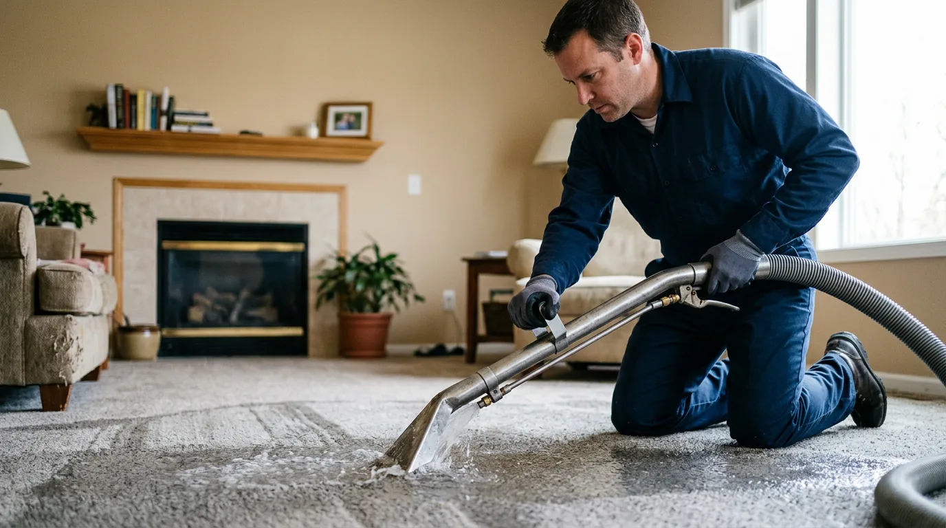 Water damage restoration technician working near Fredonia, KY